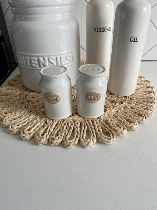 White Ceramic Salt and Pepper Shaker Set