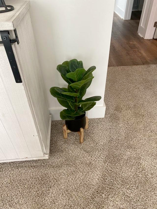 Small Faux Fiddle Leaf Fig in Black Pot
