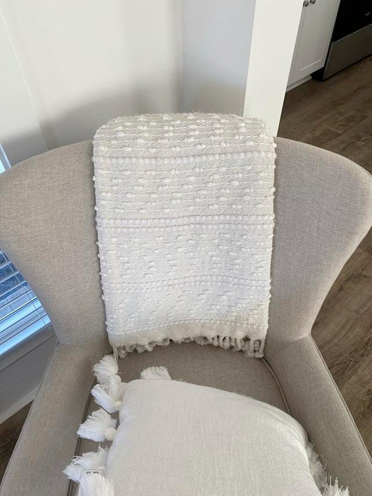 Cream Textured Throw Blanket