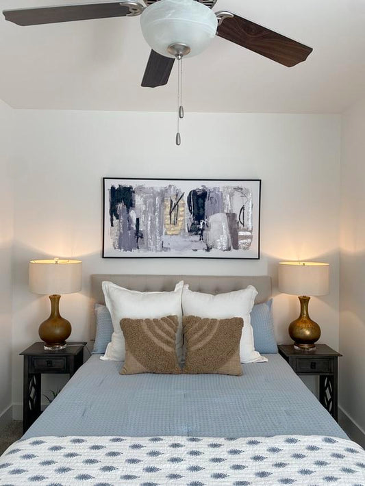 Decorative Abstract Wall Art in Blues and Grays