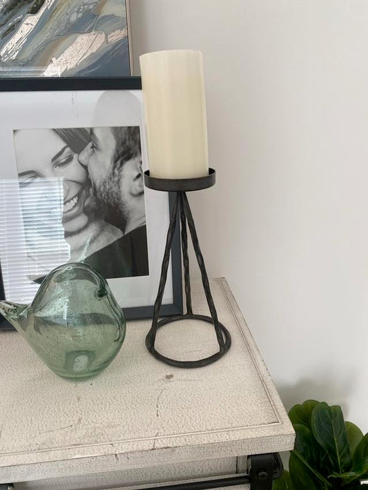 Metal Tripod Pillar Candle Holder (Candle Included)