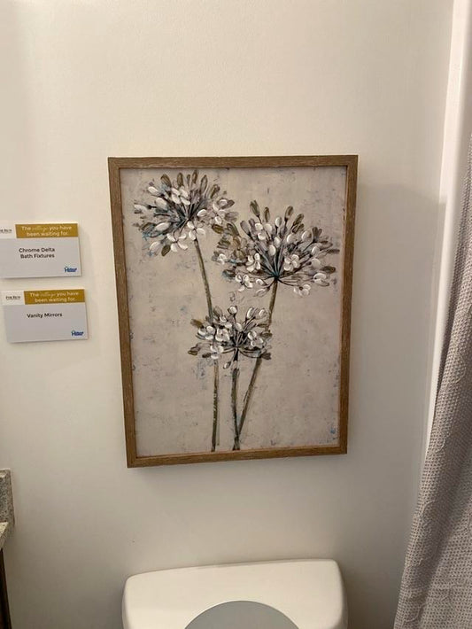 Gray Floral Painted Wall Art
