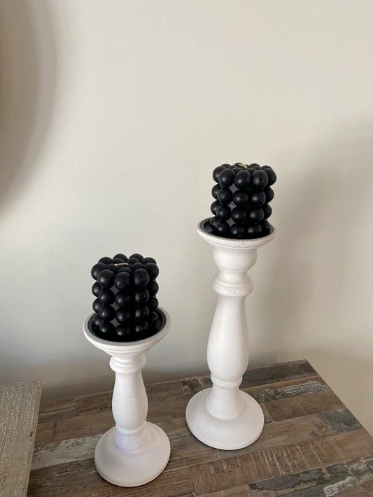 Black Bubble Pillar Candles - Set of 2