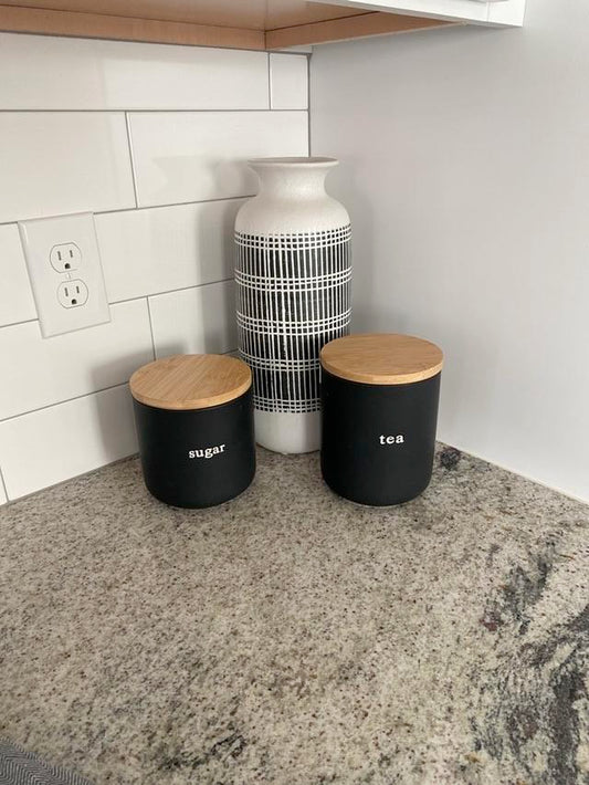 Black Sugar and Tea Canisters - Set of 2