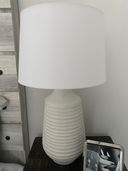 Ivory Ribbed Table Lamp