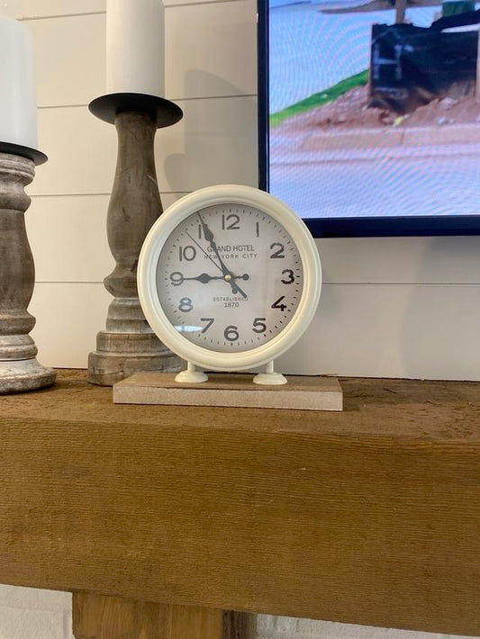 White and Wood Table Clock