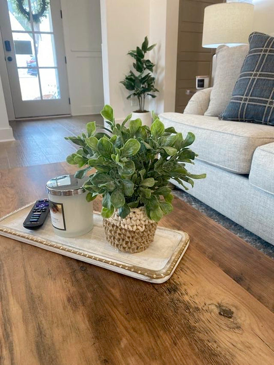 Small Faux Plant in Woven Pot