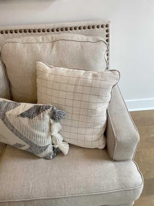 Beige Square Pattern Pillows - Set of 2