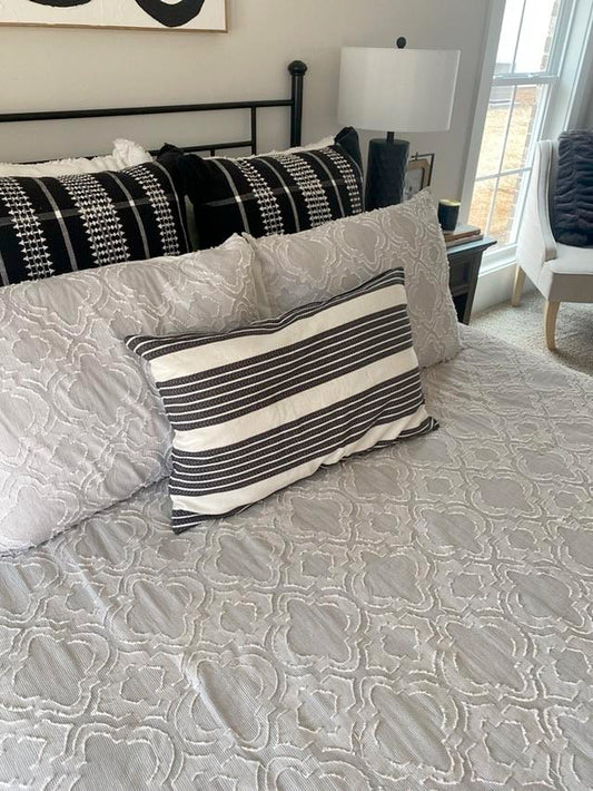 Black and White Striped Lumbar Pillow