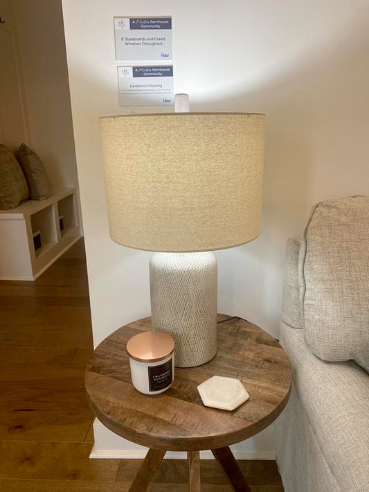 White Textured Table Lamps - Set of 2