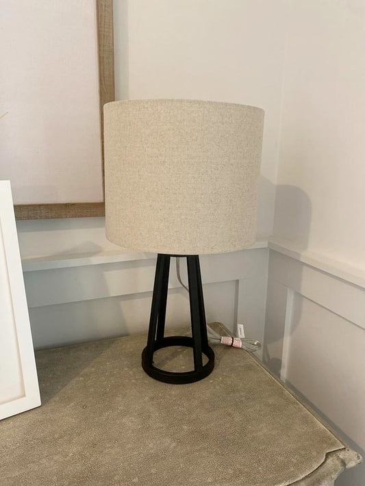 Black Table Lamp with Beige Shade