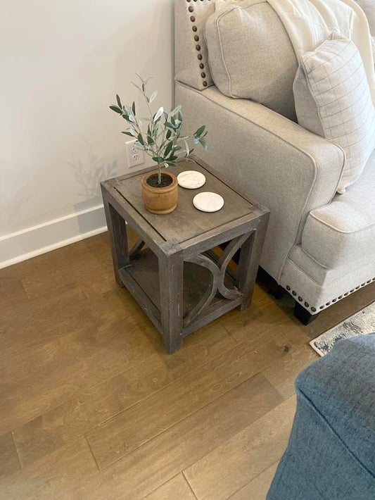 Small Grey Wood Side Table