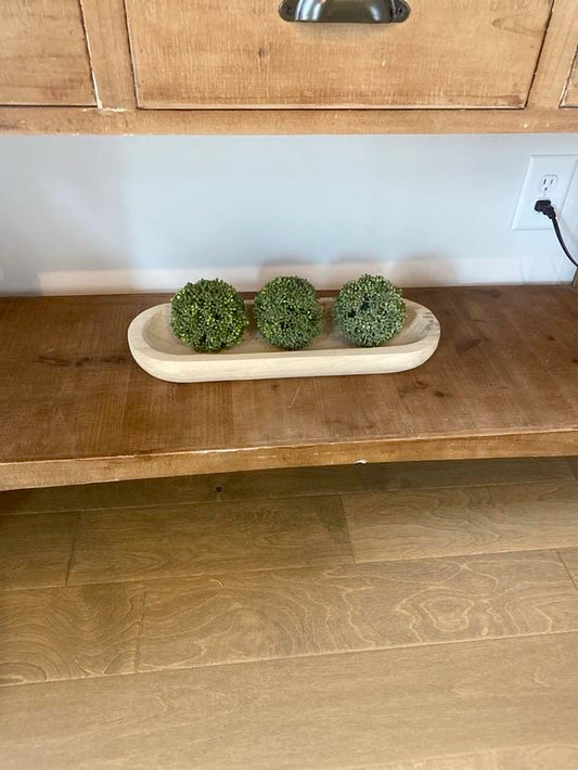 Wooden Tray with Greenery Filler