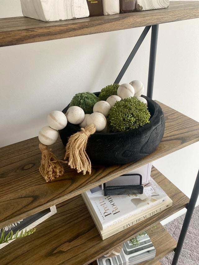 Large Black Wooden Accent Bowl
