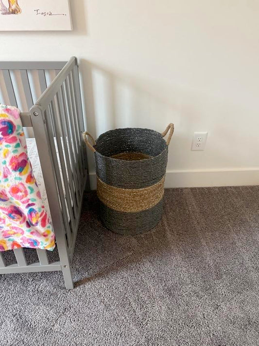 Gray and Wicker Woven Basket