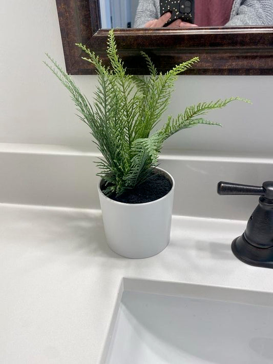 Small Faux Fern in White Pot