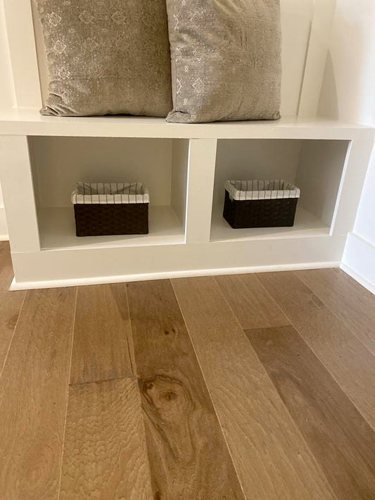 Small Dark Brown Storage Basket with Striped Inserts - Set of 2