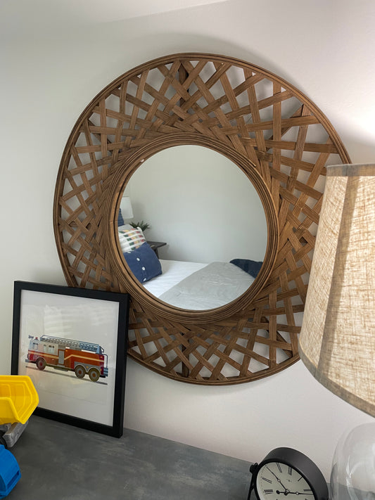 Round Rattan Mirror