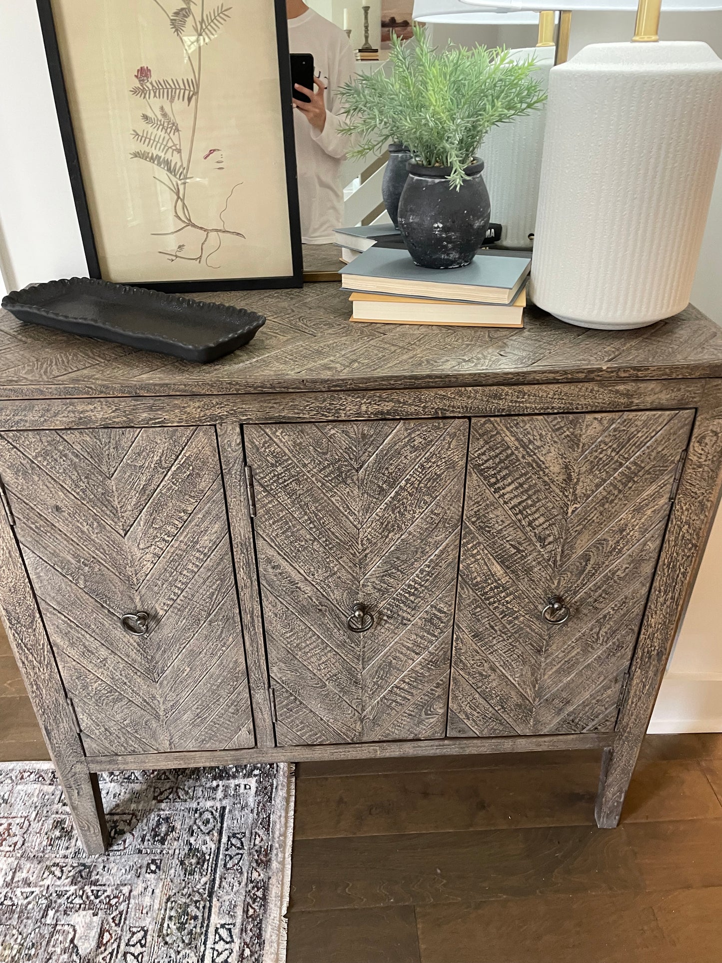 Wood Three Door Console Table