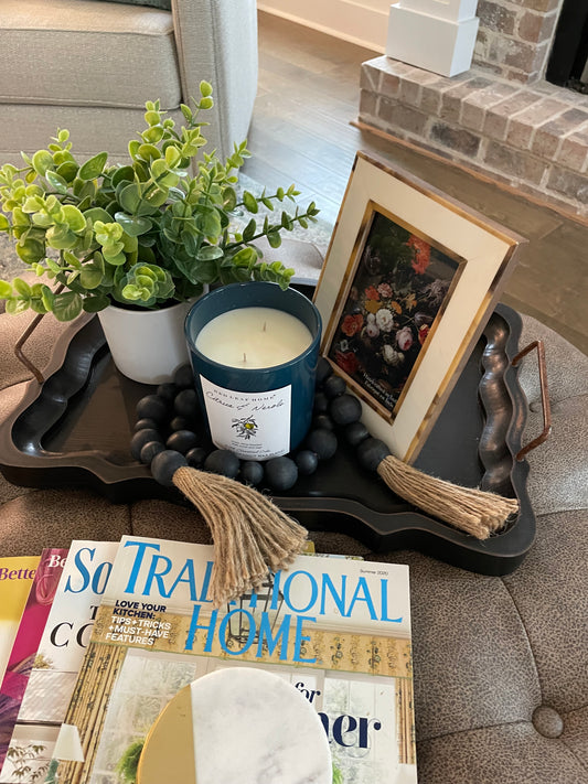 Black Wooden Handled Tray