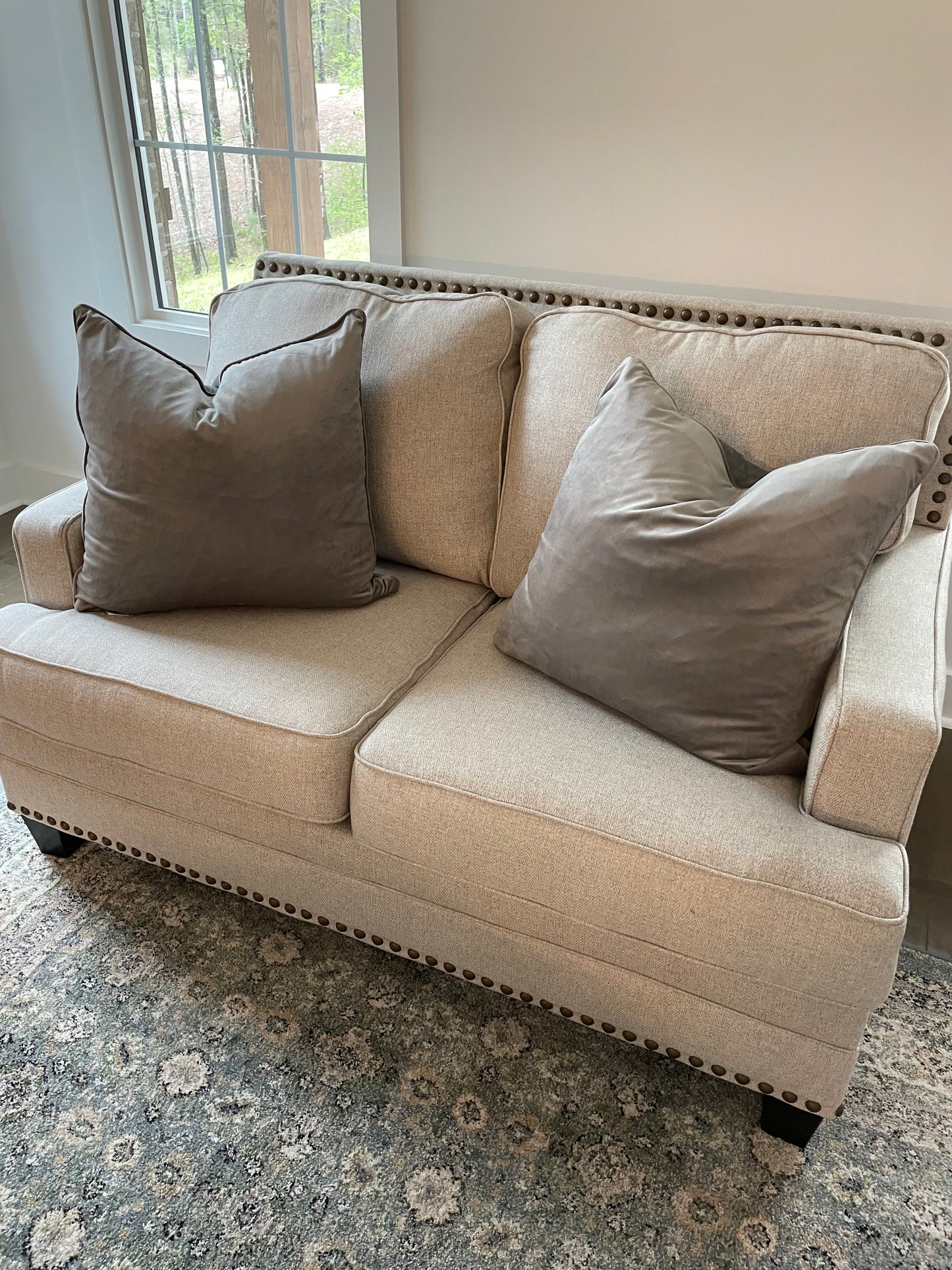 Beige Hobnail Loveseat