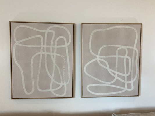 Gray and White Abstract Wall Art - Set of 2