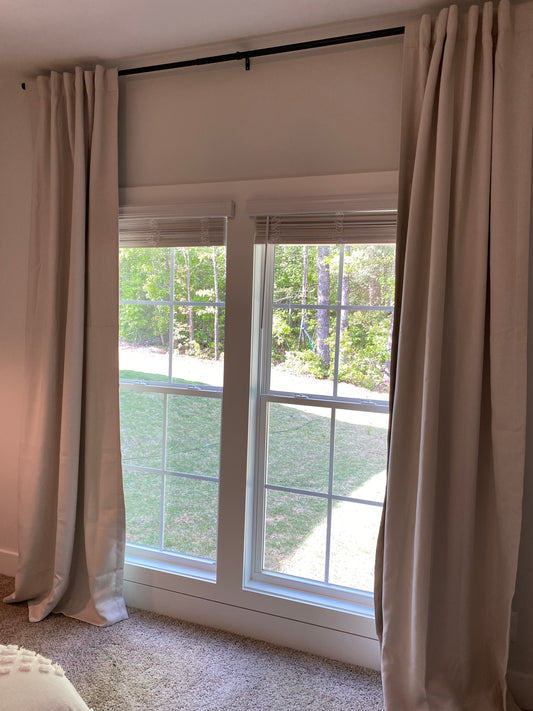 Set of Neutral Curtains (with black rod included)