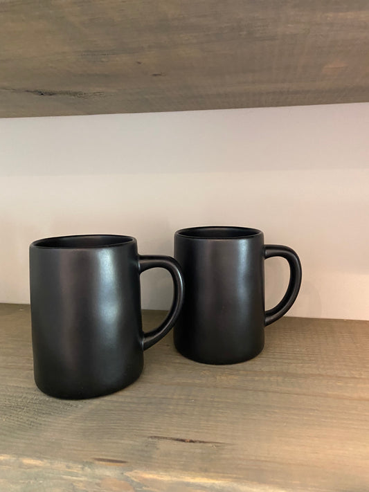 Black Coffee Mugs - Set of 2