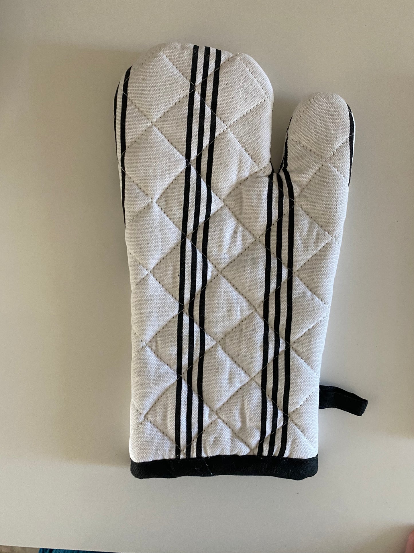 Black and White Striped Oven Mitt