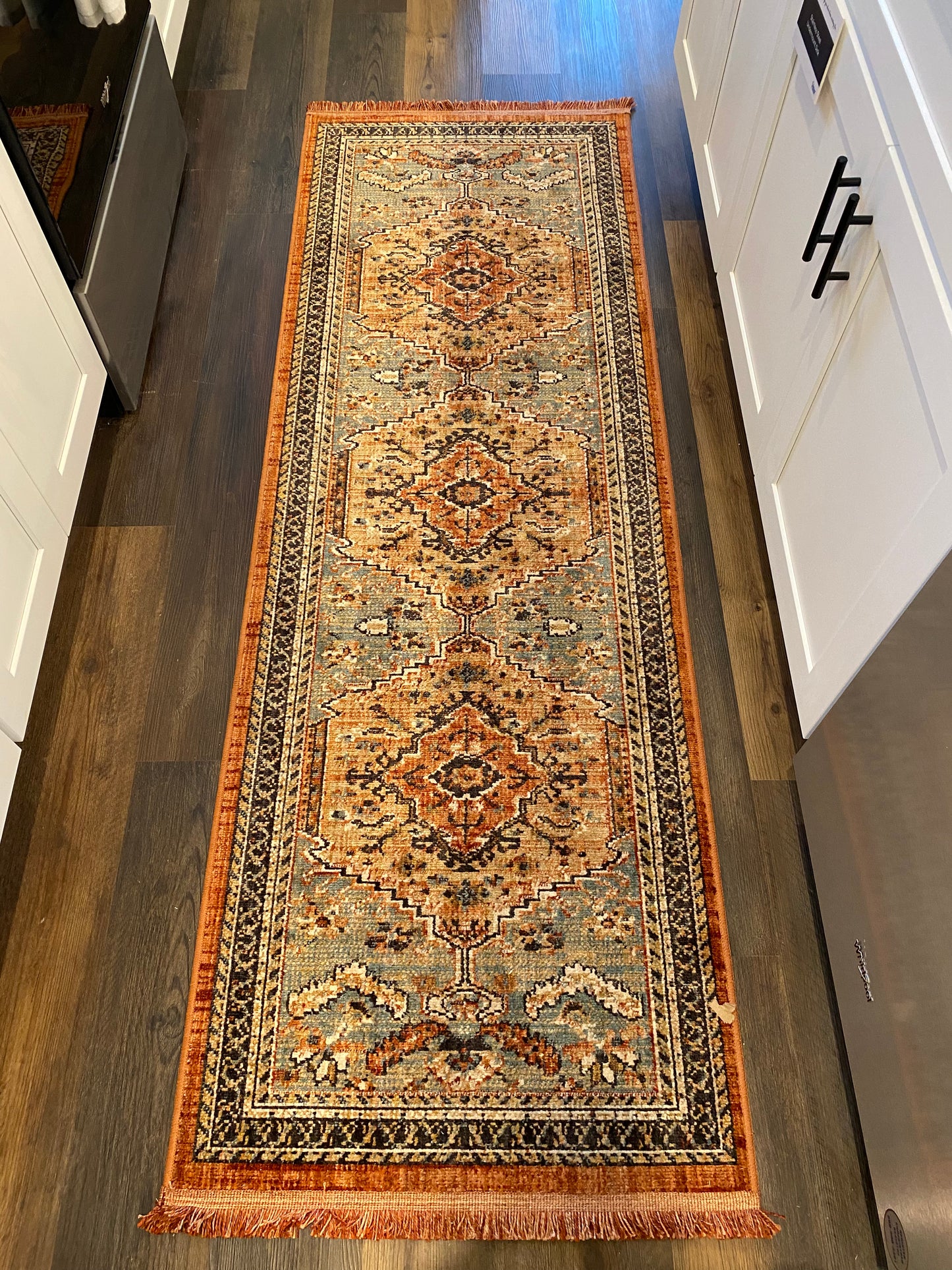 Orange, Blue Green Patterned Runner