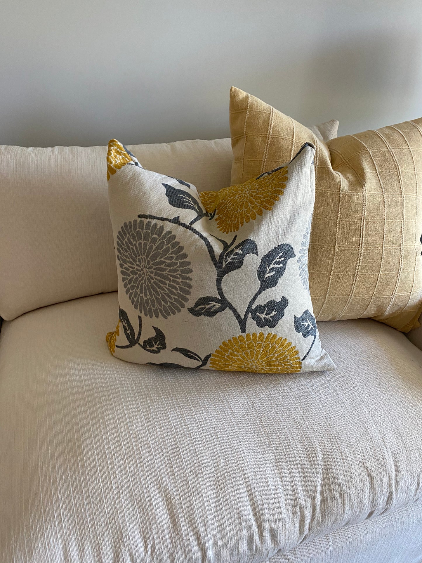 Yellow and Gray Throw Pillow