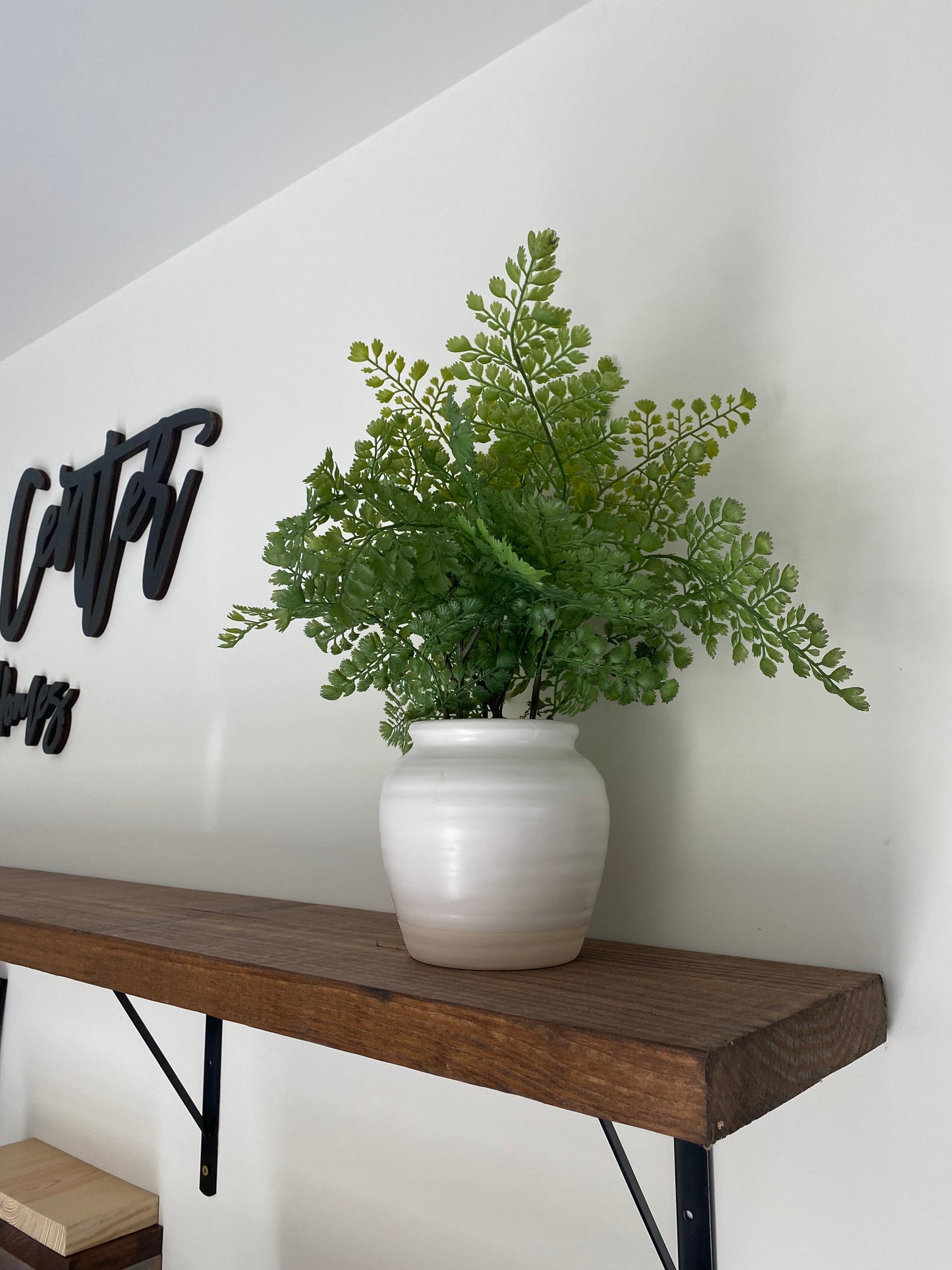 Medium Faux Fern in White Pottery