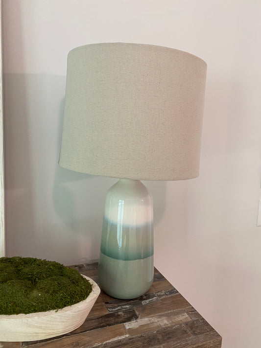 Blue Watercolor Lamp with Gray Shade